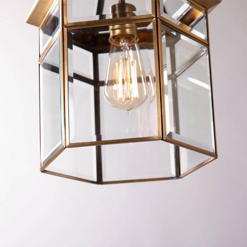 Suspension rétro LED avec abat-jour en verre et métal doré - vue 7 sur 6