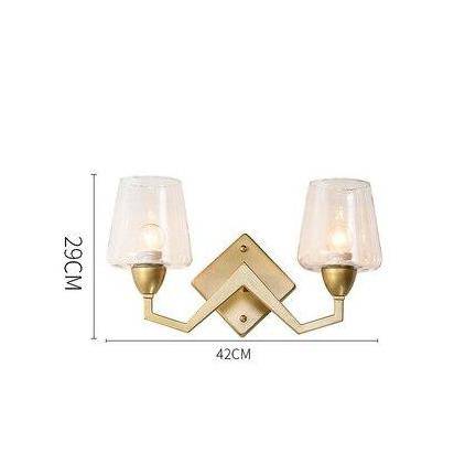 Applique murale design LED dorée avec abat-jour rétro en verre - vue 6 sur 6