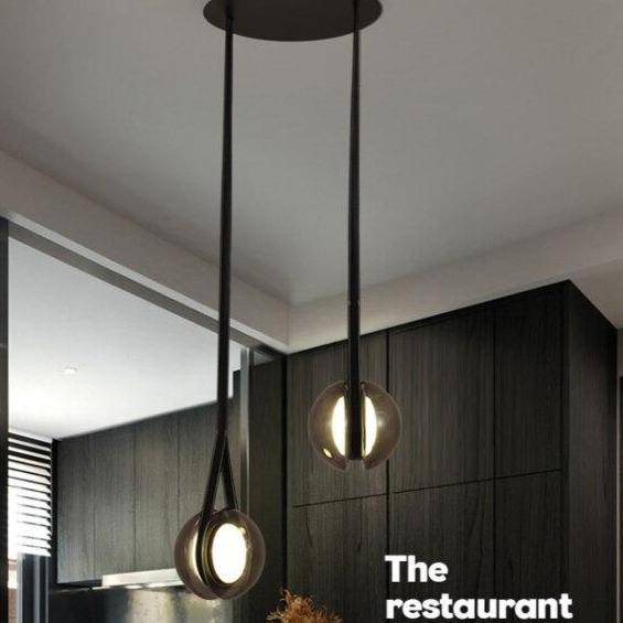 Suspension design à LED avec boule en verre style coffee - vue 6 sur 6
