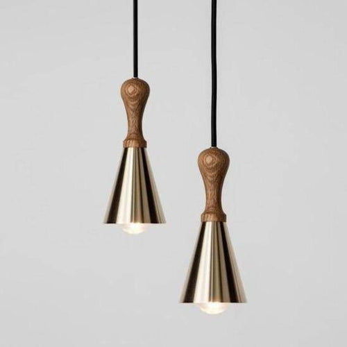 Suspension design LED en bois avec abat-jour conique métal Creative - vue 6 sur 9