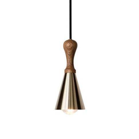 Suspension design LED en bois avec abat-jour conique métal Creative - vue 7 sur 9