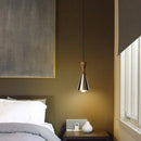 Suspension design LED en bois avec abat-jour conique métal Creative