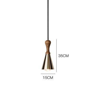 Suspension design LED en bois avec abat-jour conique métal Creative - vue 9 sur 9