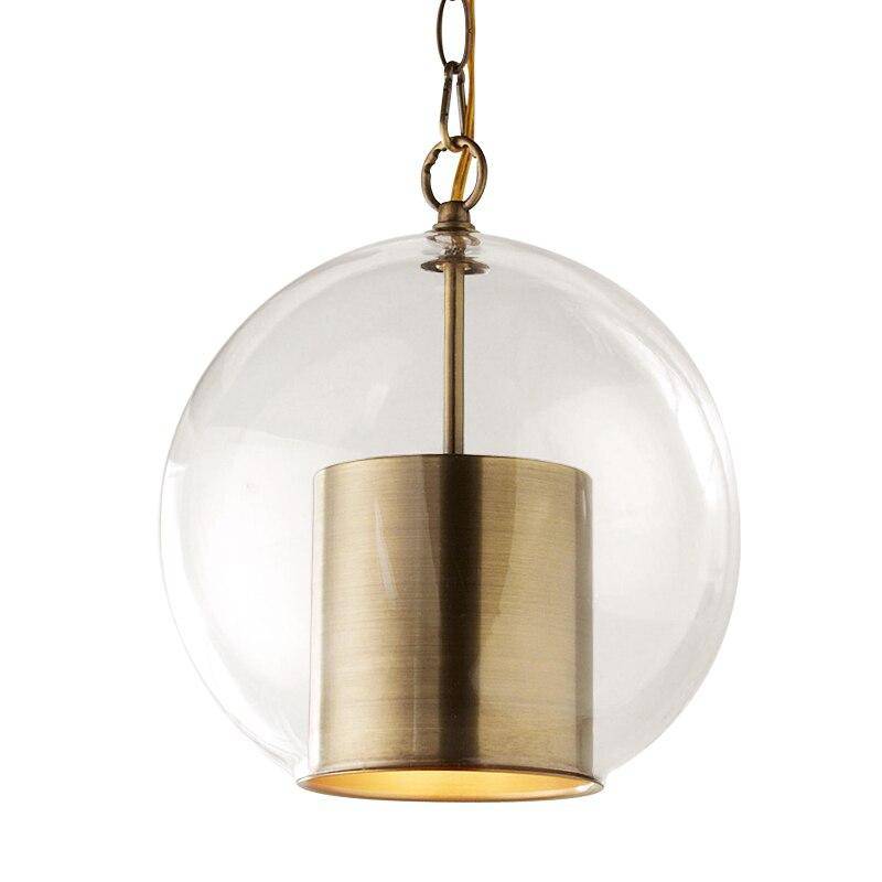 Suspension design LED avec abat-jour cylindrique doré et boule en verre Luxury - vue 5 sur 5