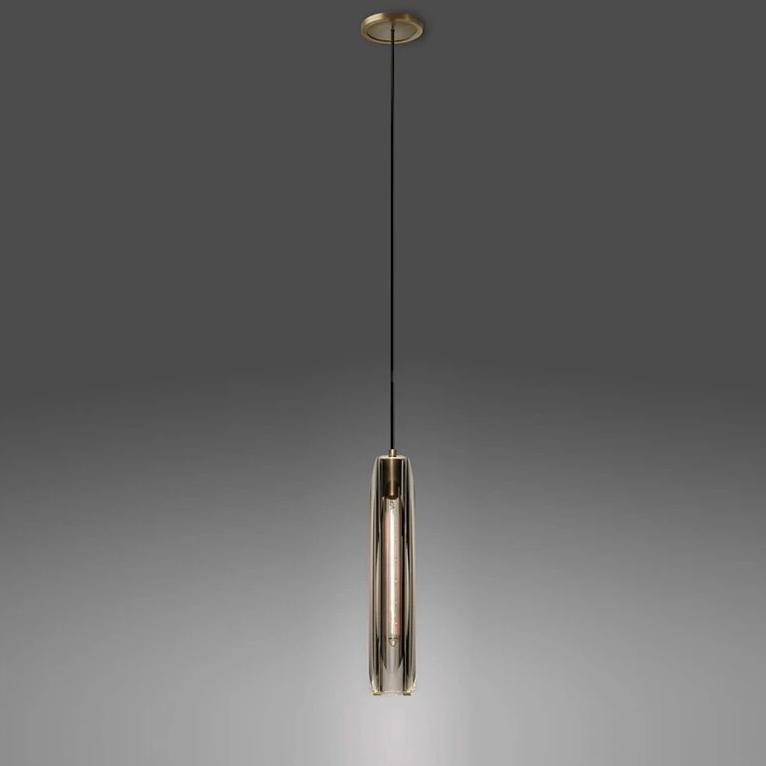Suspension design à LED allongée en verre cristal - vue 2 sur 5