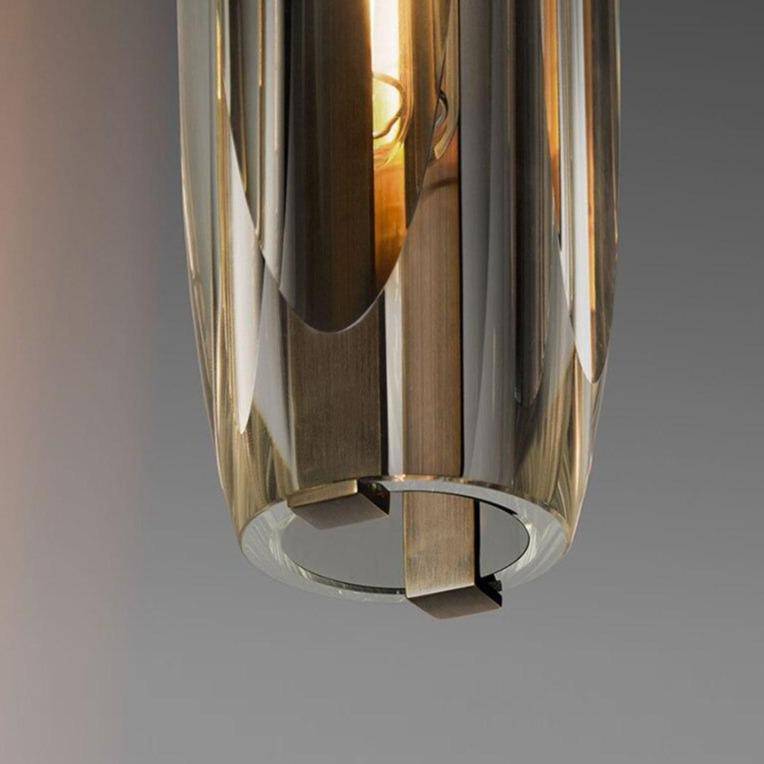 Suspension design à LED allongée en verre cristal - vue 3 sur 5