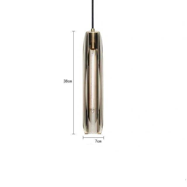 Suspension design à LED allongée en verre cristal