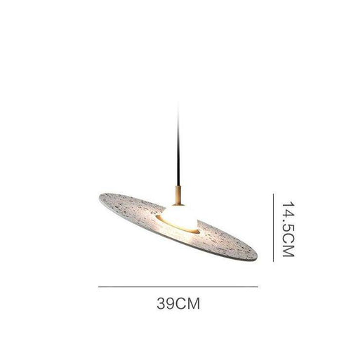 Suspension design à LED avec disque en marbre coloré - vue 5 sur 9