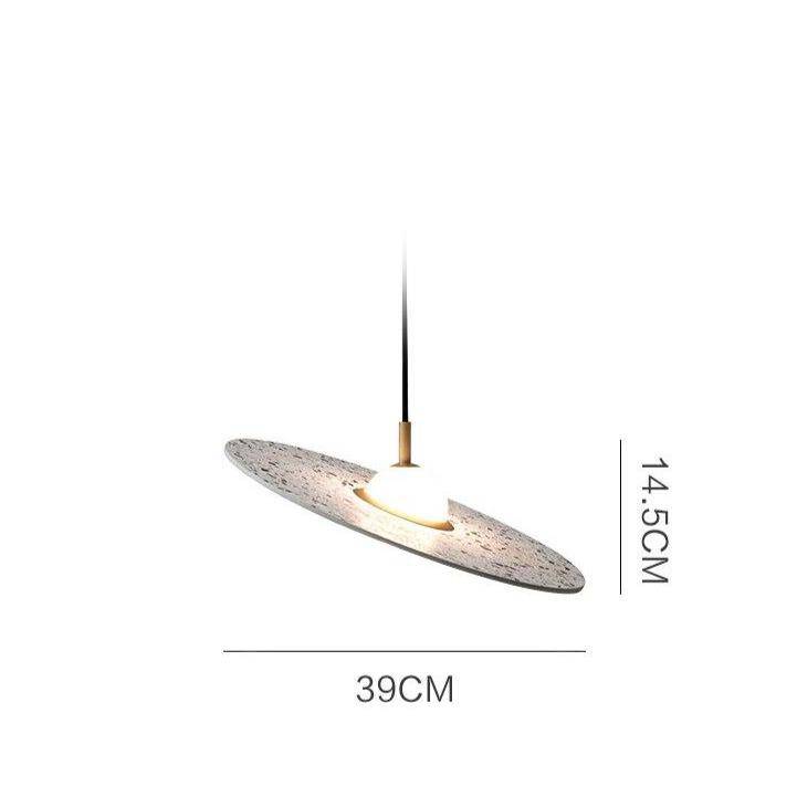 Suspension design à LED avec disque en marbre coloré - vue 4 sur 9