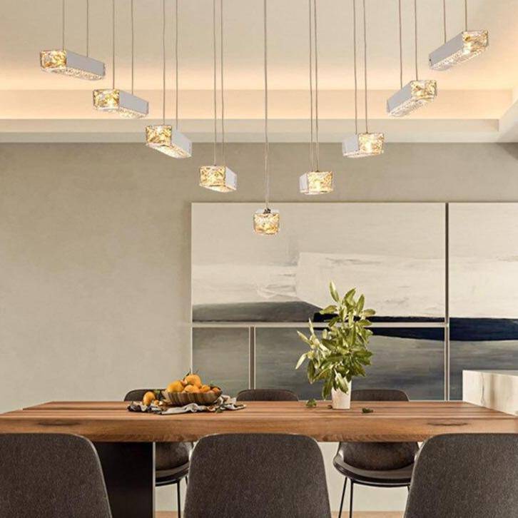 Lustre design LED en verre cristal luxury - vue 3 sur 8