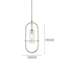 Suspension design à LED avec verre arrondi et métal industriel