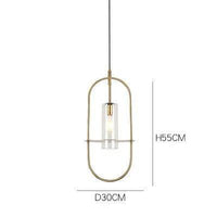Suspension design à LED avec verre arrondi et métal industriel