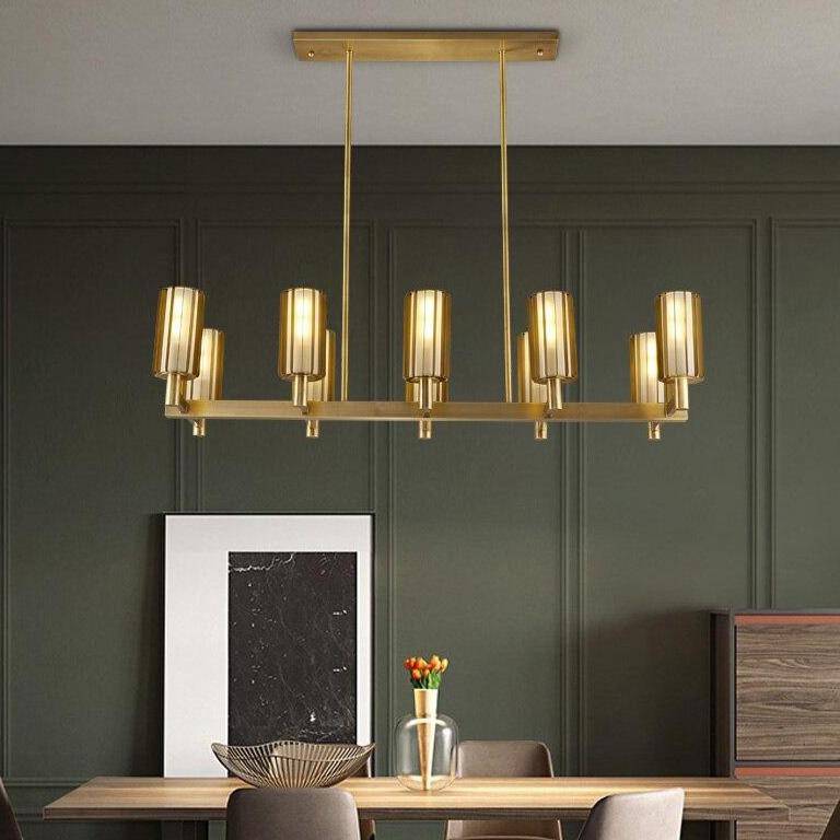 Lustre design LED en métal avec plusieurs abat-jours dorés Luxury