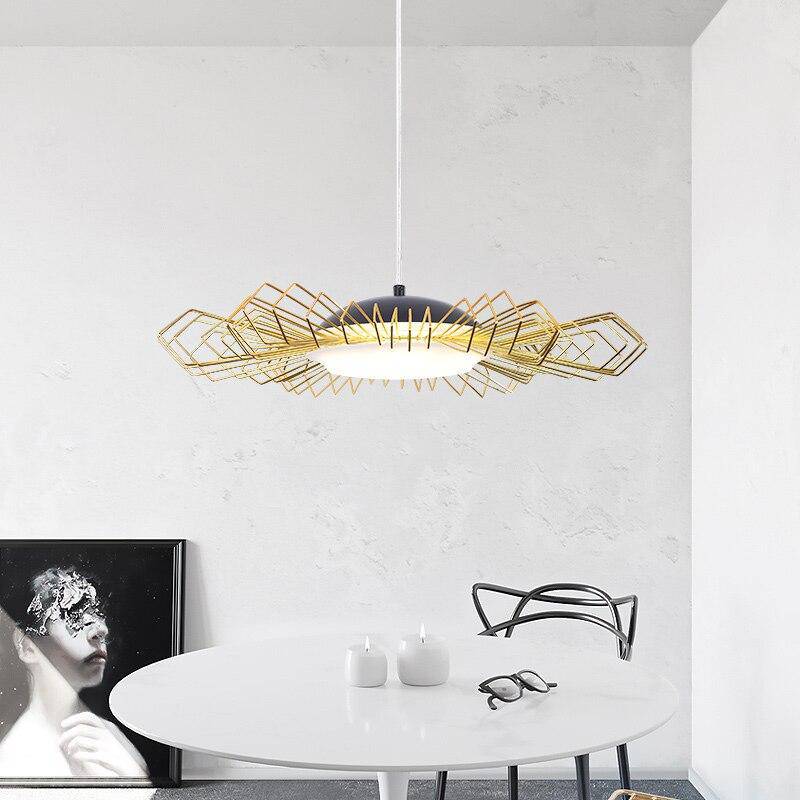 Suspension design LED avec abat-jour et anneaux métal Luxury - vue 3 sur 7
