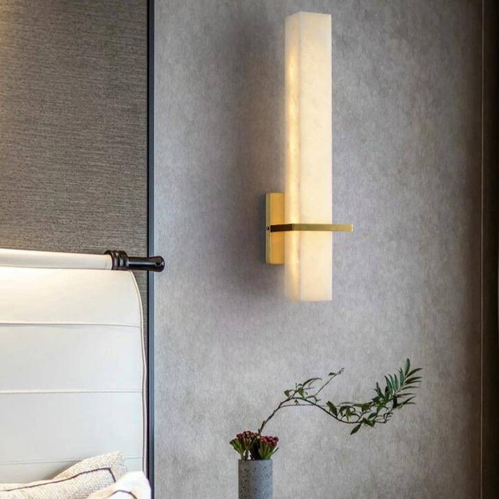 Applique murale moderne LED en marbre avec socle doré - vue 2 sur 5