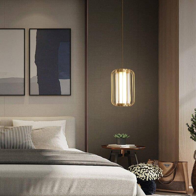 Suspension design LED en forme de cage métal Hall - vue 6 sur 6