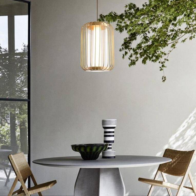 Suspension design LED en forme de cage métal Hall - vue 3 sur 6