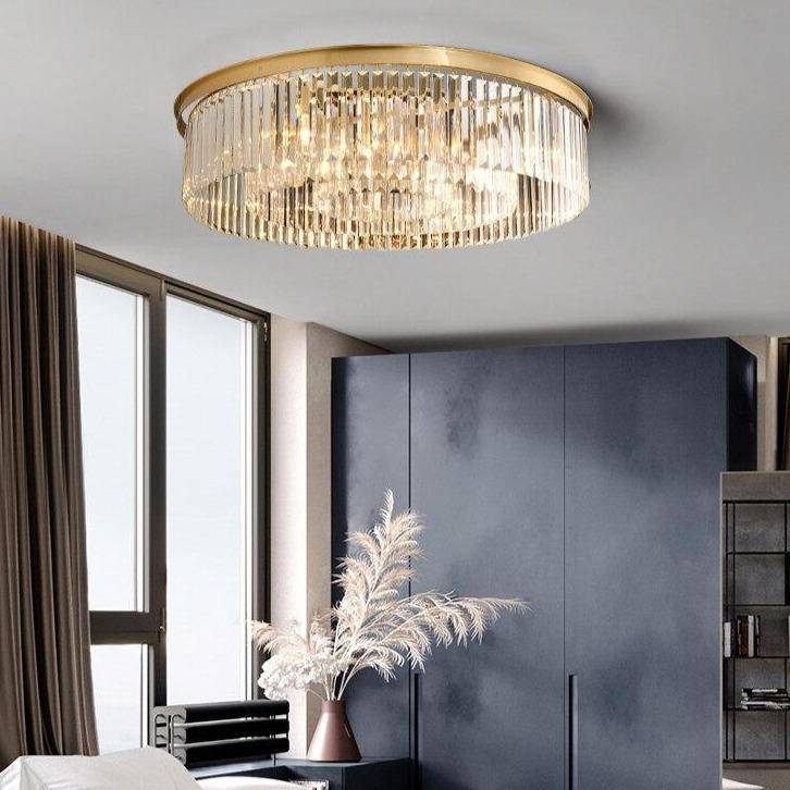 Plafonnier design LED rond en verre et cercle doré Luxury - vue 3 sur 6
