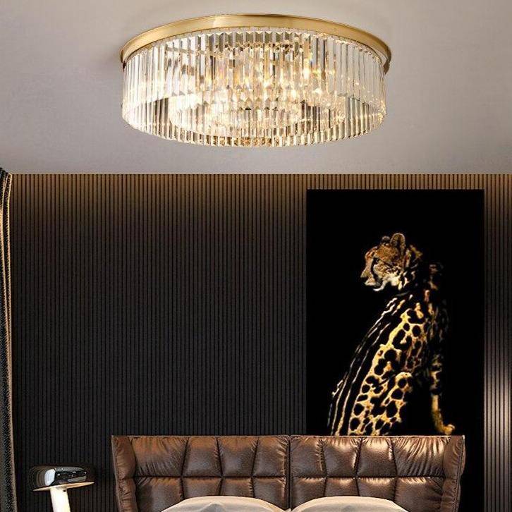 Plafonnier design LED rond en verre et cercle doré Luxury - vue 7 sur 6