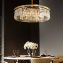 Suspension design LED abat-jour rond en verre et bordure dorée Luxury