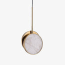 Suspension design LED avec disque en marbre et bords dorés