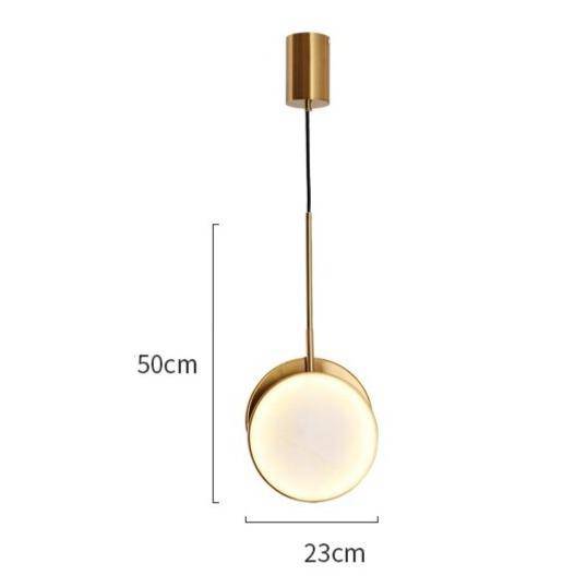 Suspension design LED avec disque en marbre et bords dorés - vue 6 sur 6