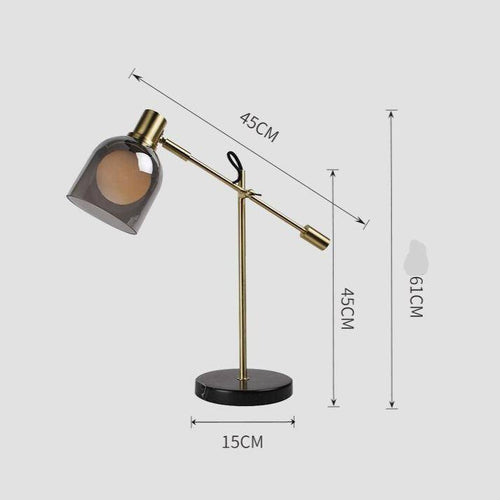 Lampe à poser design LED avec abat-jour en verre arrondi Luxury