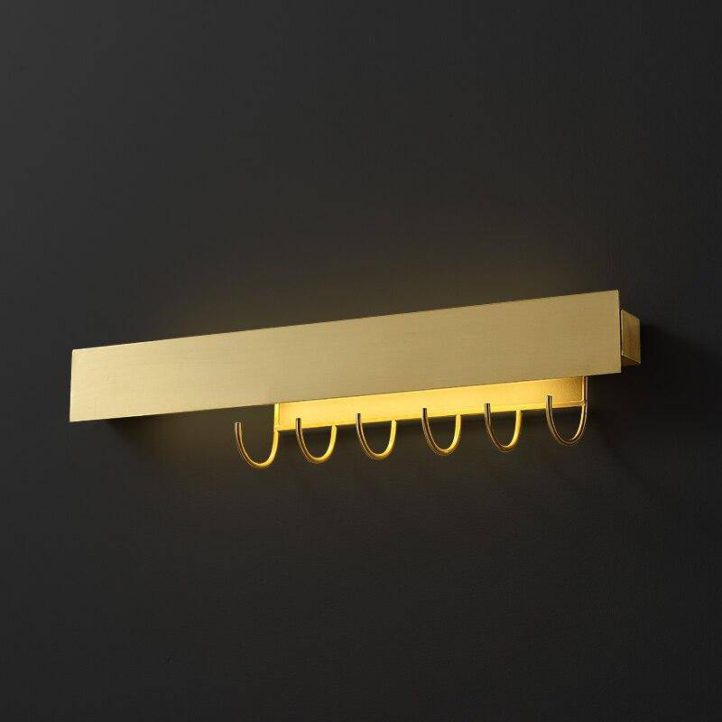 Applique murale moderne LED dorée avec crochet
