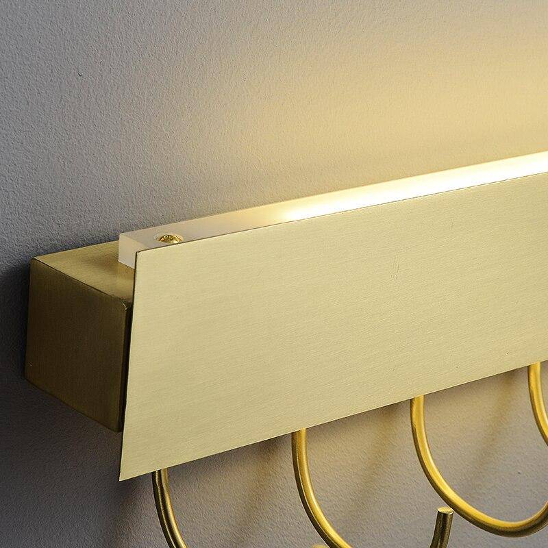 Applique murale moderne LED dorée avec crochet