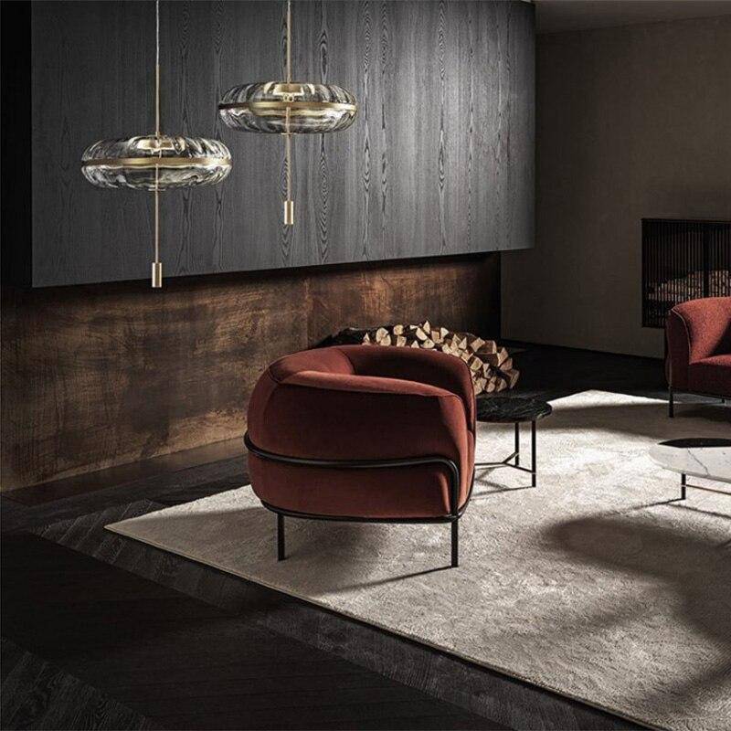 Suspension design à LED en verre avec cercle doré - vue 5 sur 4