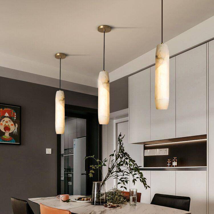 Suspension design LED avec abat-jour en marbre blanc Luxury - vue 5 sur 6