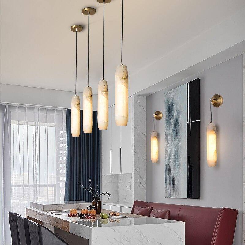 Suspension design LED avec abat-jour en marbre blanc Luxury - vue 4 sur 6