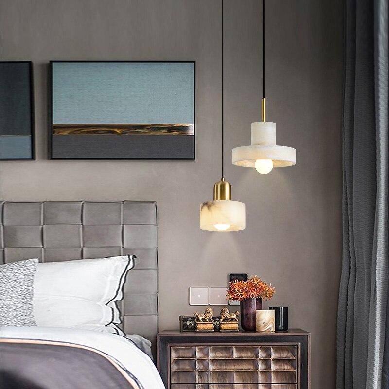 Suspension design LED avec abat-jour arrondi en marbre blanc Luxury