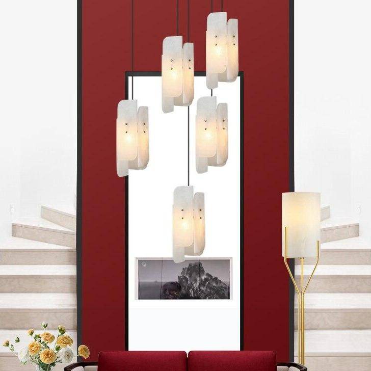 Suspension design en marbre blanc LED style Luxury - vue 3 sur 7