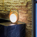 Lampe à poser design LED avec anneaux métal et disque lumineux