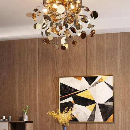 Plafonnier design LED avec feuilles dorées Creative - vue 9 sur 8