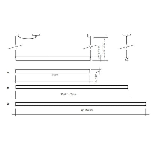 Suspension moderne LED allongée noire Loft - vue 4 sur 4