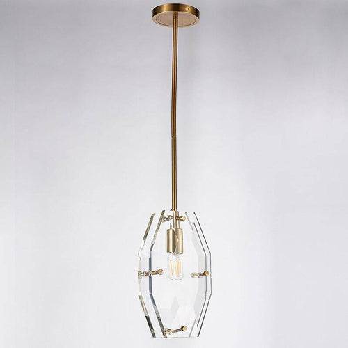 Suspension design LED dorée et plaque verre Luxury