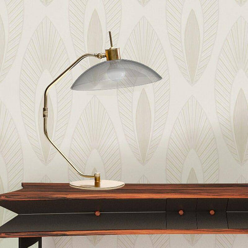 Lampe de bureau LED cuivré avec abat-jour gris