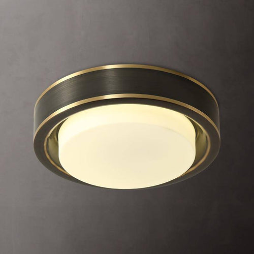 Plafonnier design LED rond aux bords rétro dorés