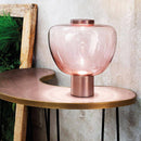 Minimalist designer LED table lamp with deformed glass shade