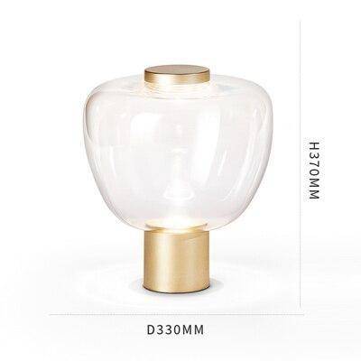 Minimalist designer LED table lamp with deformed glass shade - vue 4 sur 5