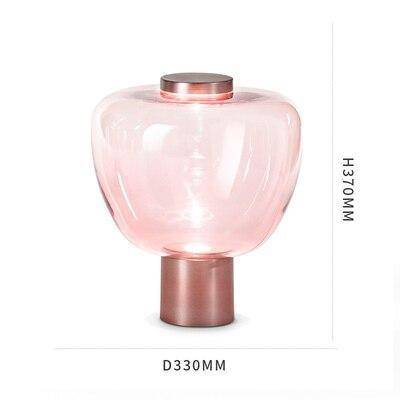 Minimalist designer LED table lamp with deformed glass shade - vue 6 sur 5