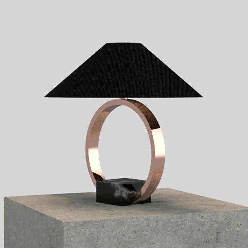 Lampe à poser design LED avec cercle en métal et abat-jour en verre Luxury - vue 4 sur 5