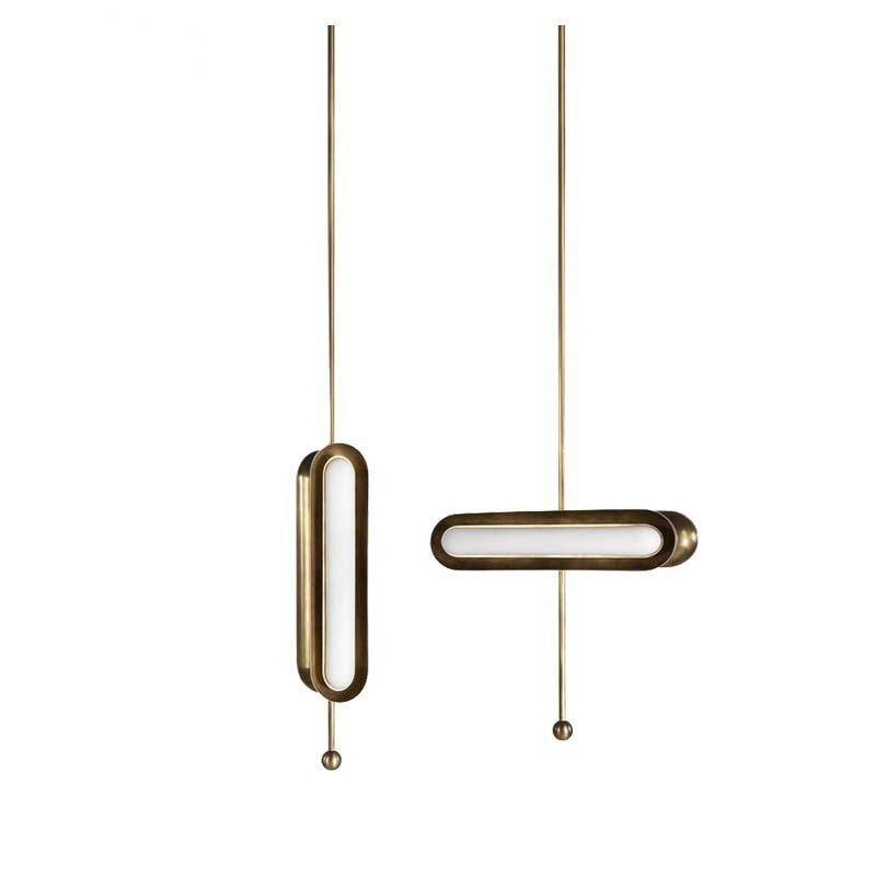 Suspension design LED avec double base dorée arrondie style Luxury