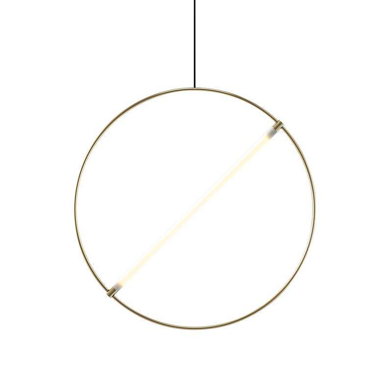 Suspension design LED avec cercle doré et tube lumineux Creative - vue 4 sur 5