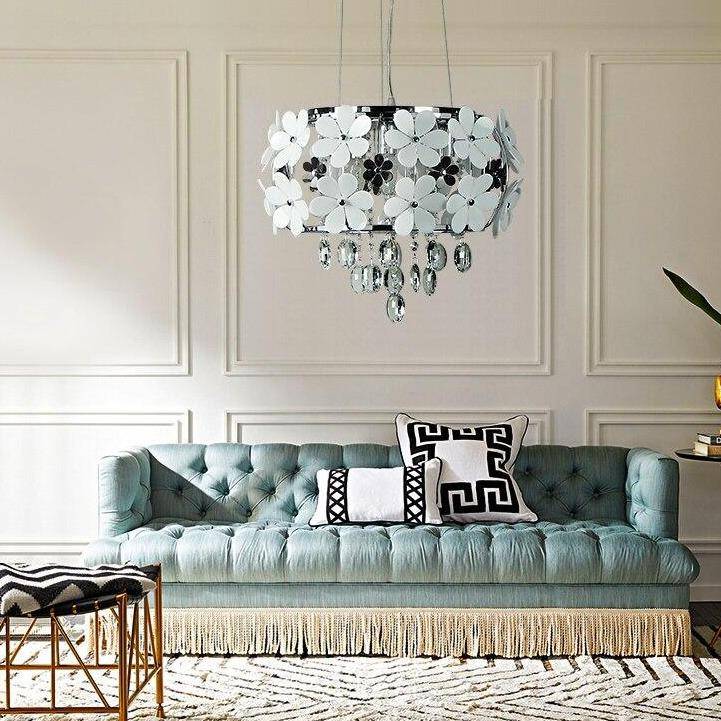 Suspension design LED avec motifs à fleurs en métal luxury - vue 4 sur 7