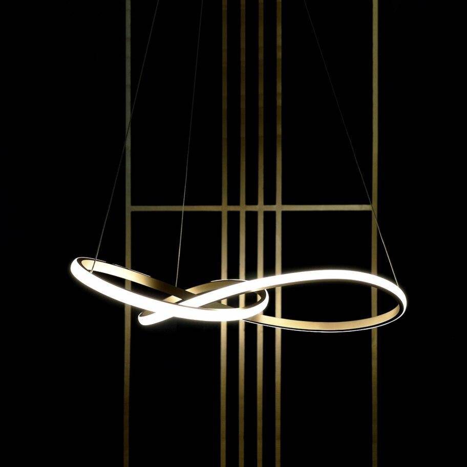 Suspension design LED avec anneau doré entrelacé Creative - vue 4 sur 4