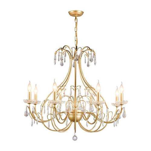 Lustre baroque LED doré avec ampoule en verre cristal rétro