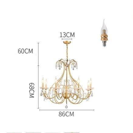 Lustre baroque LED doré avec ampoule en verre cristal rétro - vue 5 sur 6